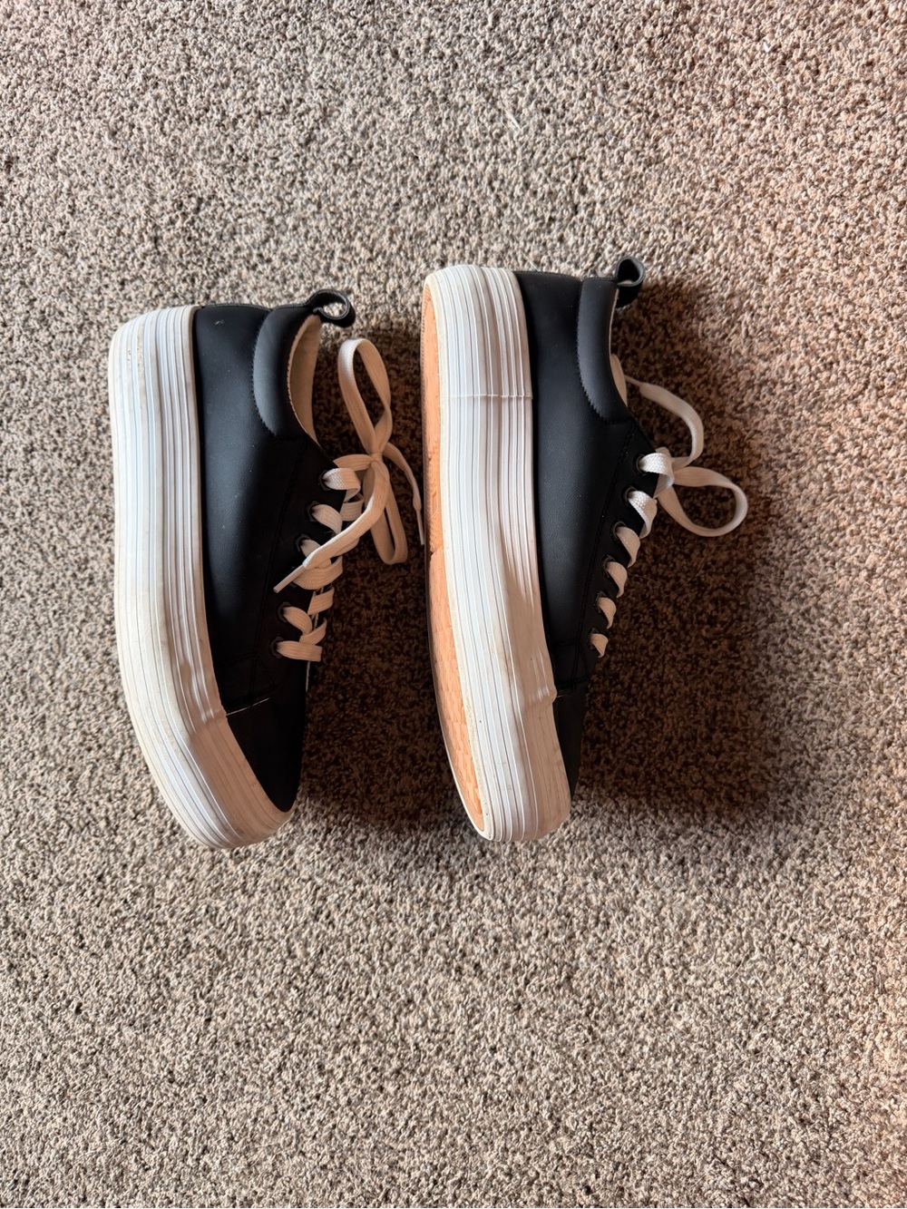 Women’s Black Platform Sneakers with White Sole